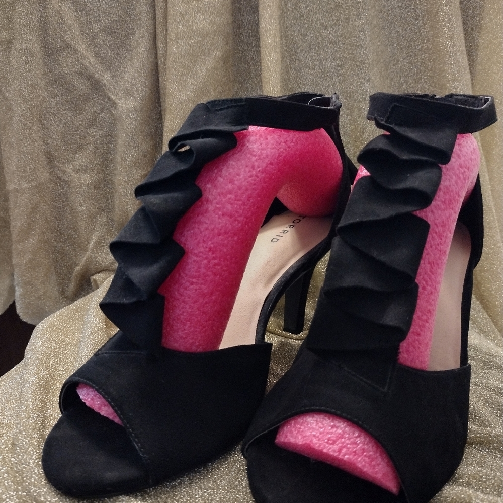 torrid Black Suede Open-Toe Heels